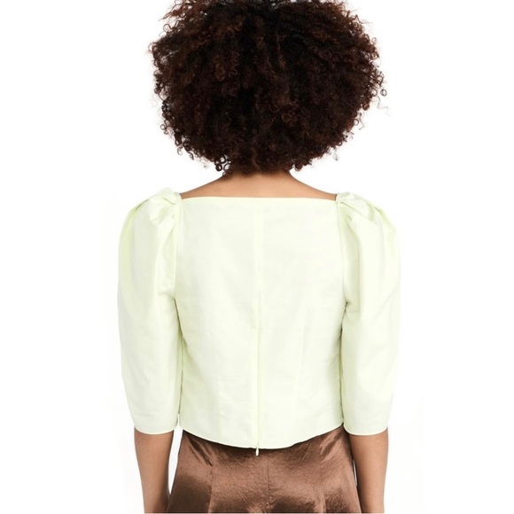 NEW VINCE GREEN COTTON SQUARE NECK TOP - Picture 7 of 9